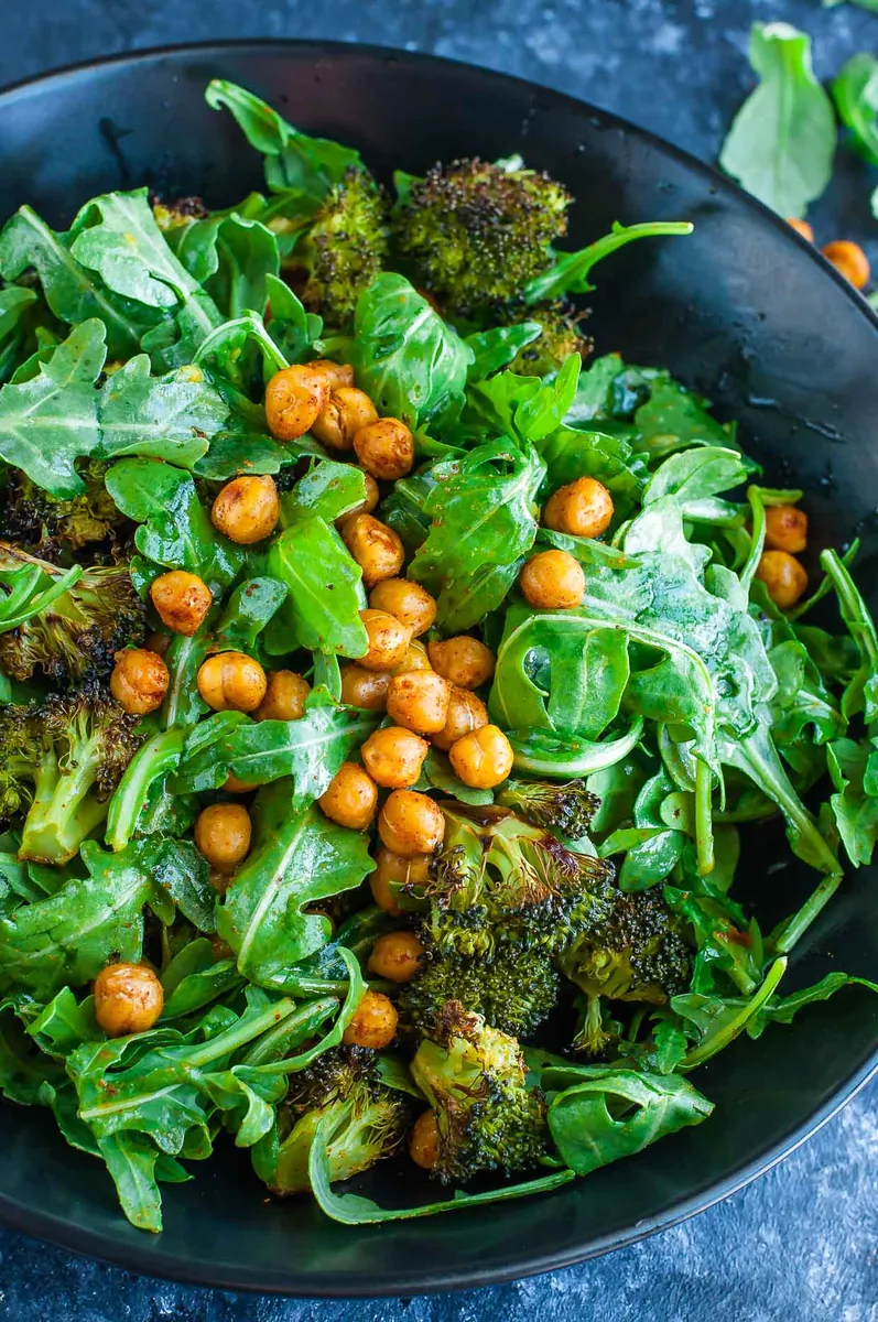 Broccoli Arugula Chickpea Salad