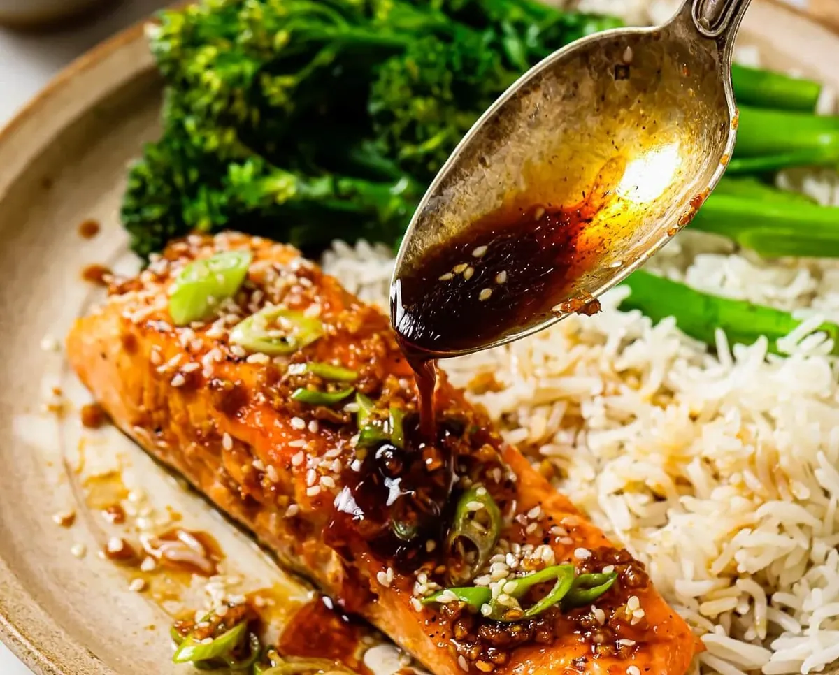 Honey Garlic Salmon with green onions