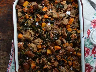 Squash Kale Walnut Stuffing
