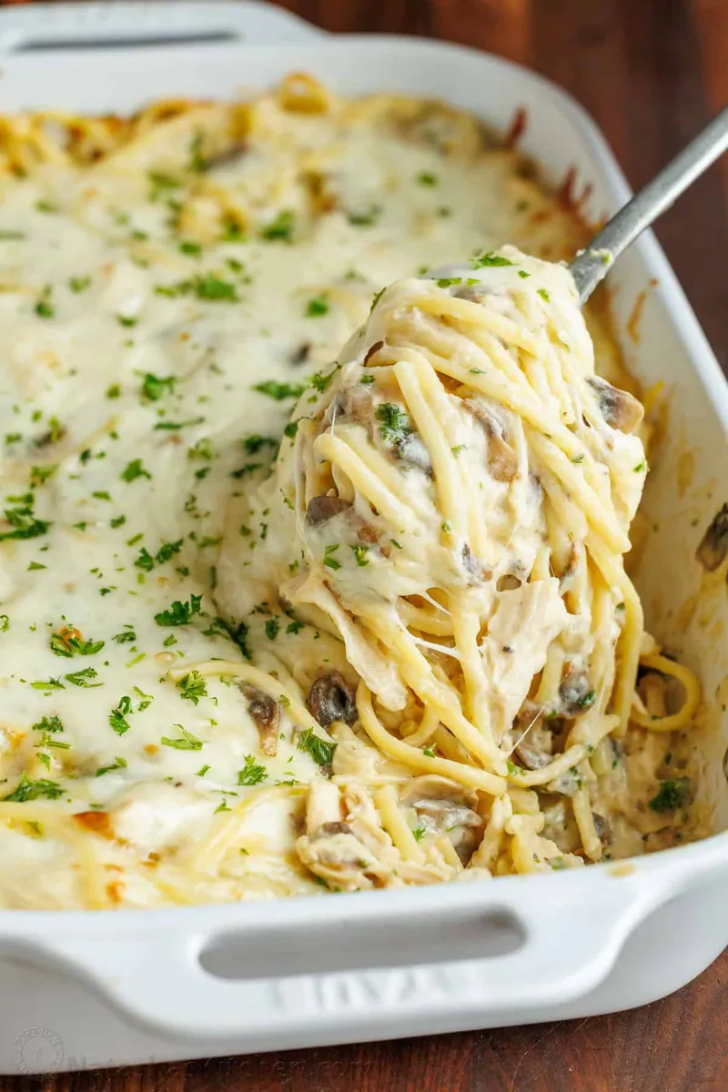 Chicken Tetrazzini with mushrooms