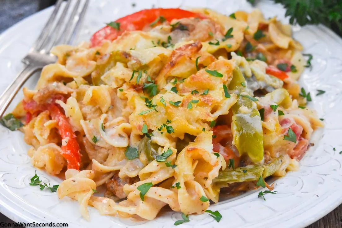 Chicken Fajita Pasta with bell peppers