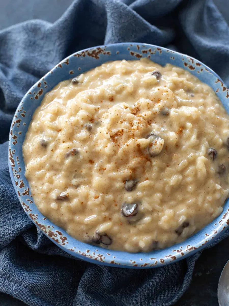 Rice Pudding with dried fruit and raisins