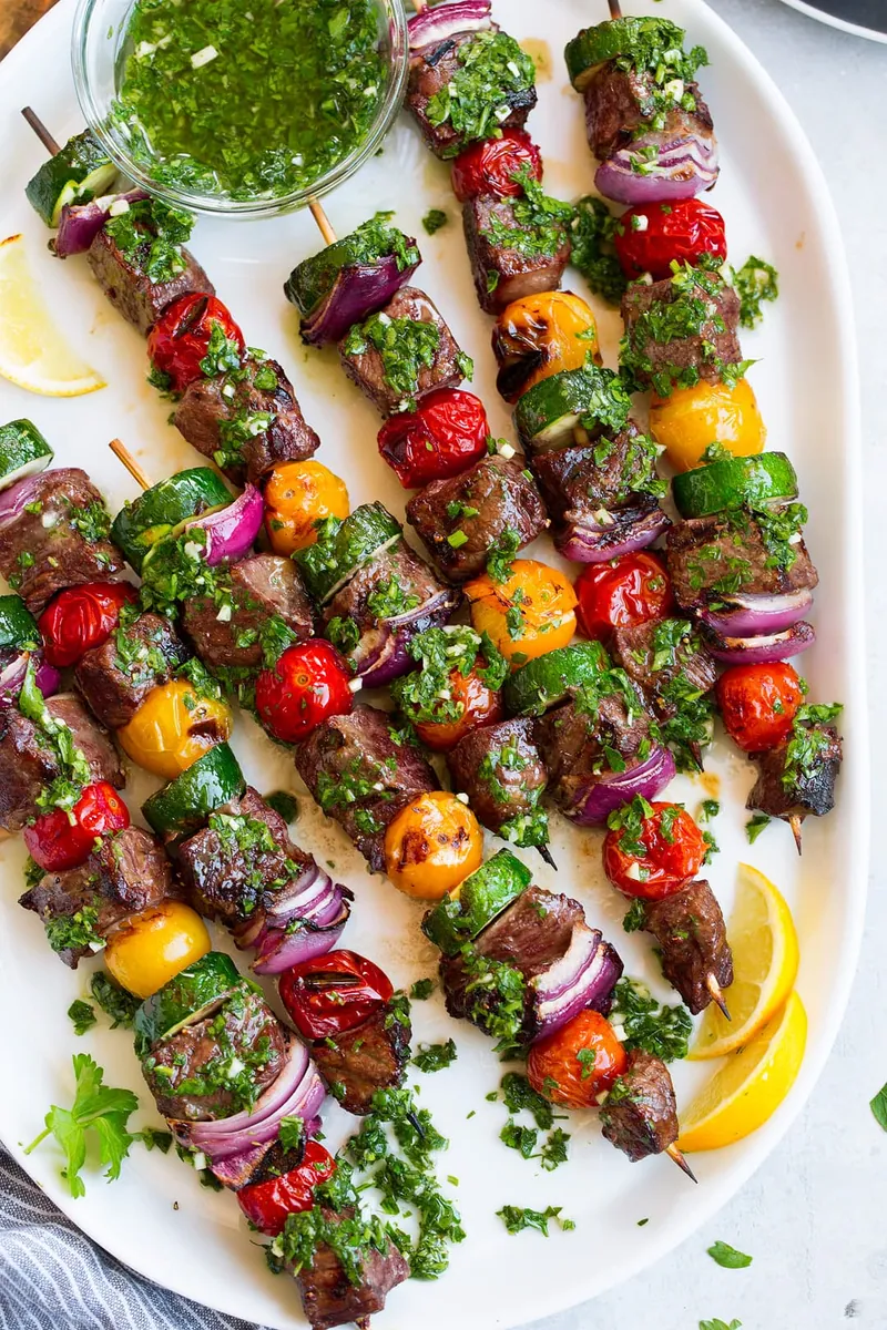 Steak Kebabs with Chimichurri
