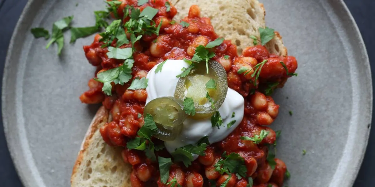Saucy Beans on Garlic Toast