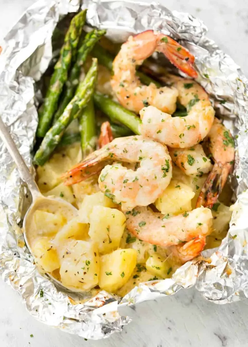 Garlic Shrimp Potato Foil Packets