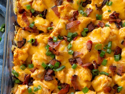 Buffalo Chicken Potato Casserole