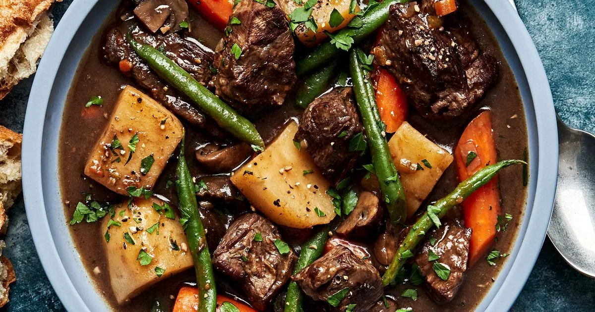 Slow Cooker Beef Stew with mushrooms