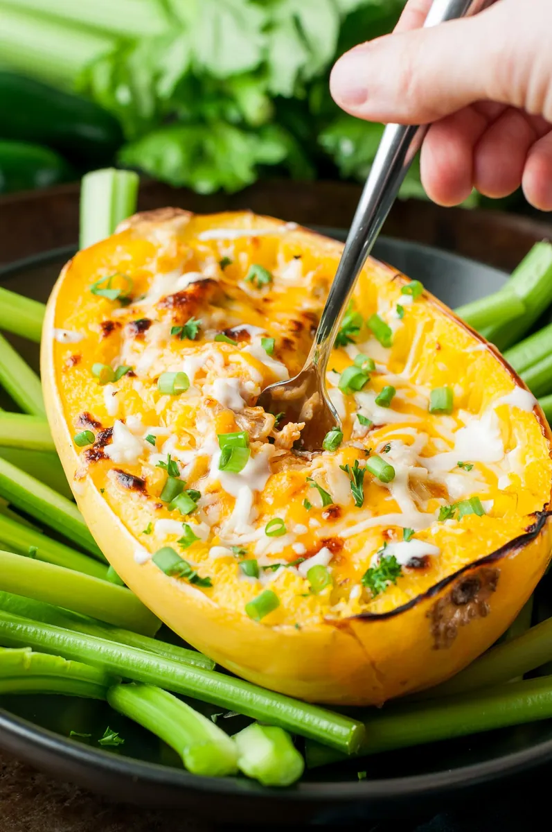 Buffalo Chicken Spaghetti Squash