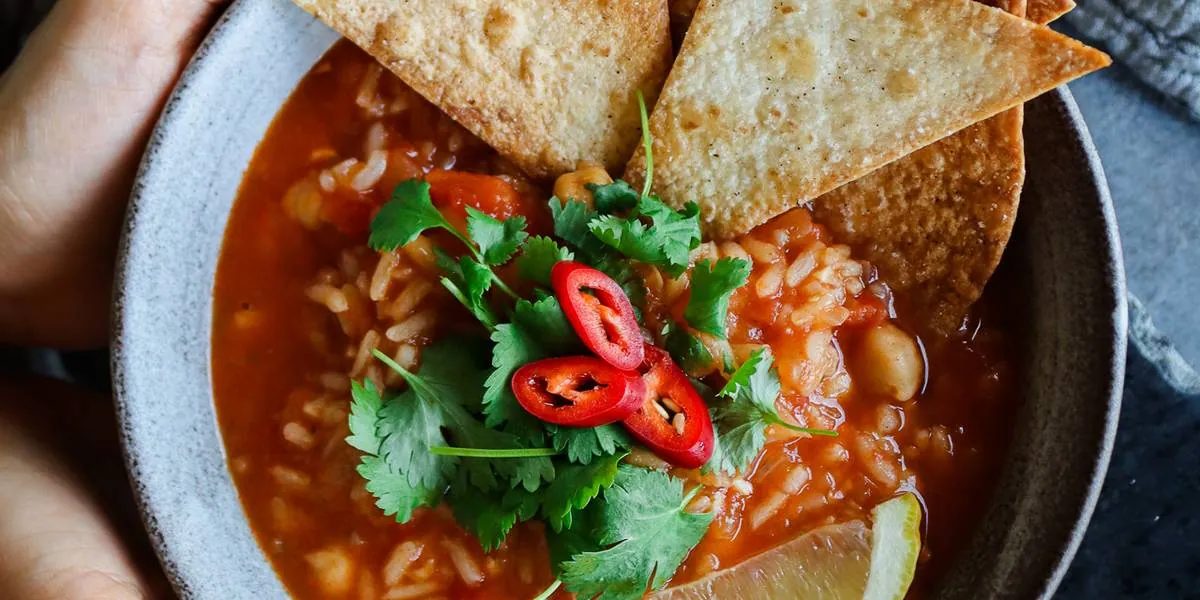 Chickpea Rice Tortilla Soup