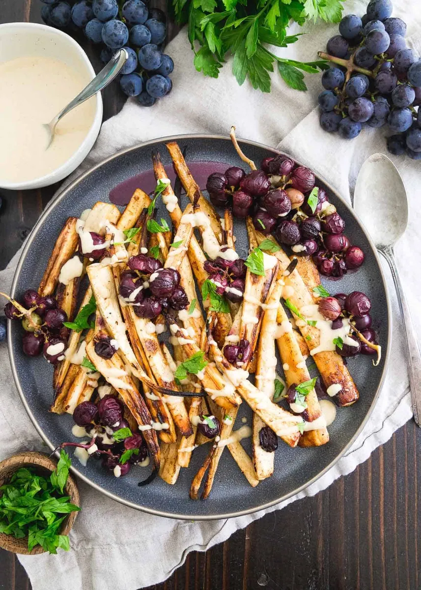 Roasted Parsnips and Grapes