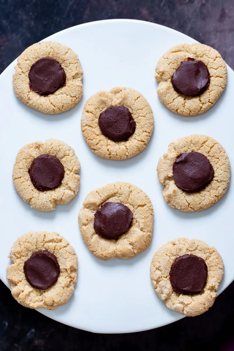 Gluten-Free Vegan Chocolate Thumbprint Cookies