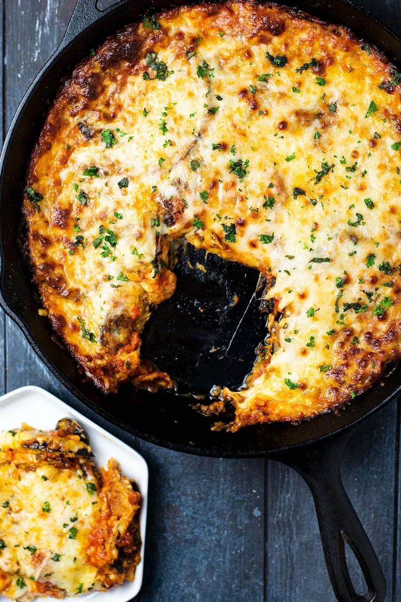 Eggplant Parmesan with tomato paste and sauce