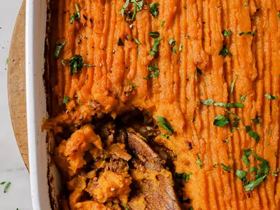 Sweet Potato Shepherd's Pie with ground beef