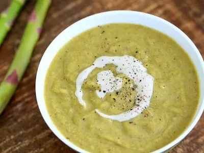 Roasted Asparagus Basil Soup