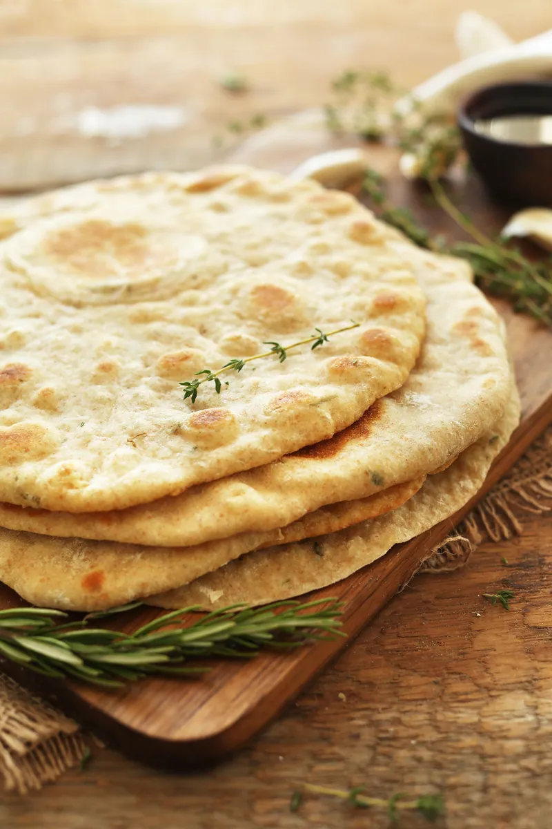 Garlic Herb Flatbread with mint