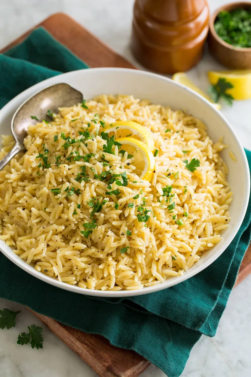 Lemon Parmesan Orzo with pasta
