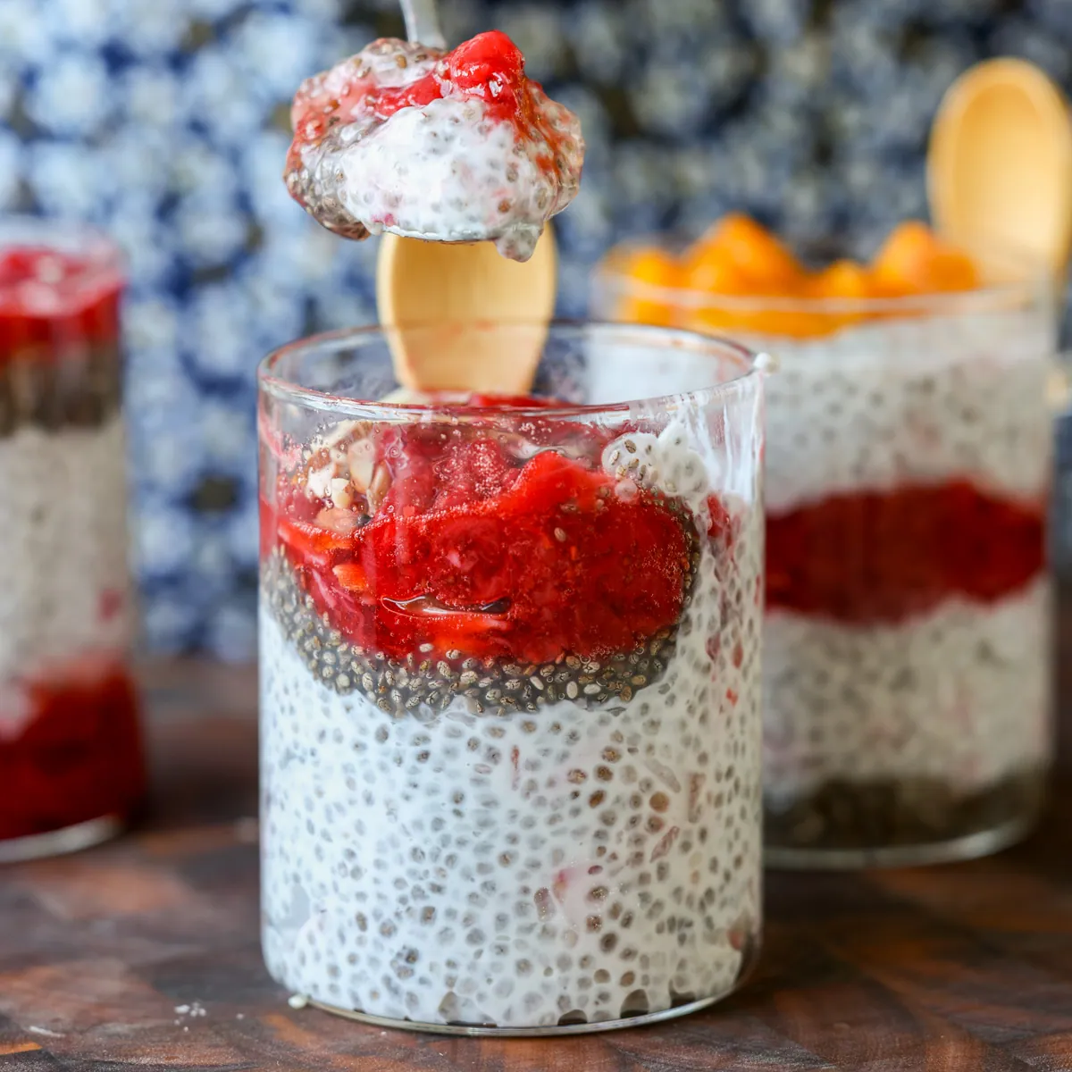 Strawberry Chia Pudding with berries