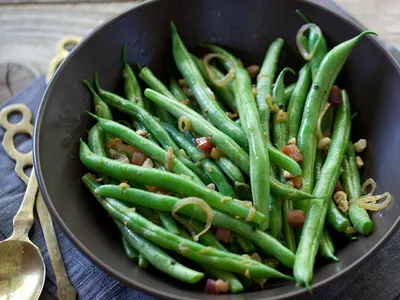 Pancetta Hazelnut Green Beans