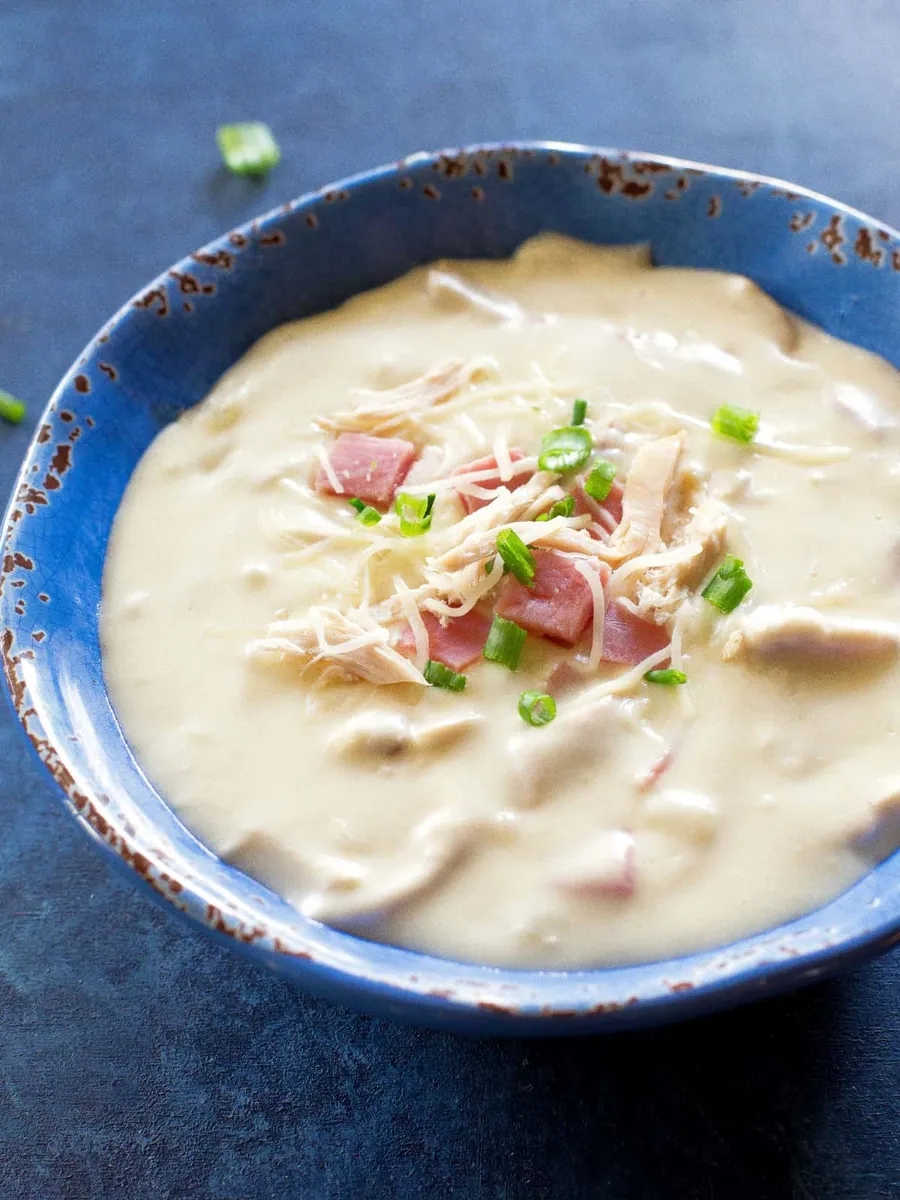 Chicken Cordon Bleu Soup with cream cheese