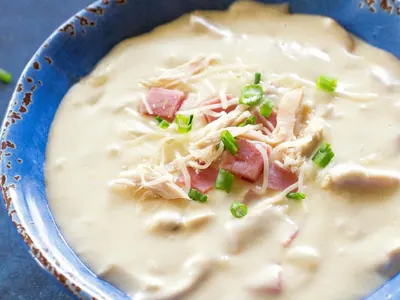 Chicken Cordon Bleu Soup with cream cheese