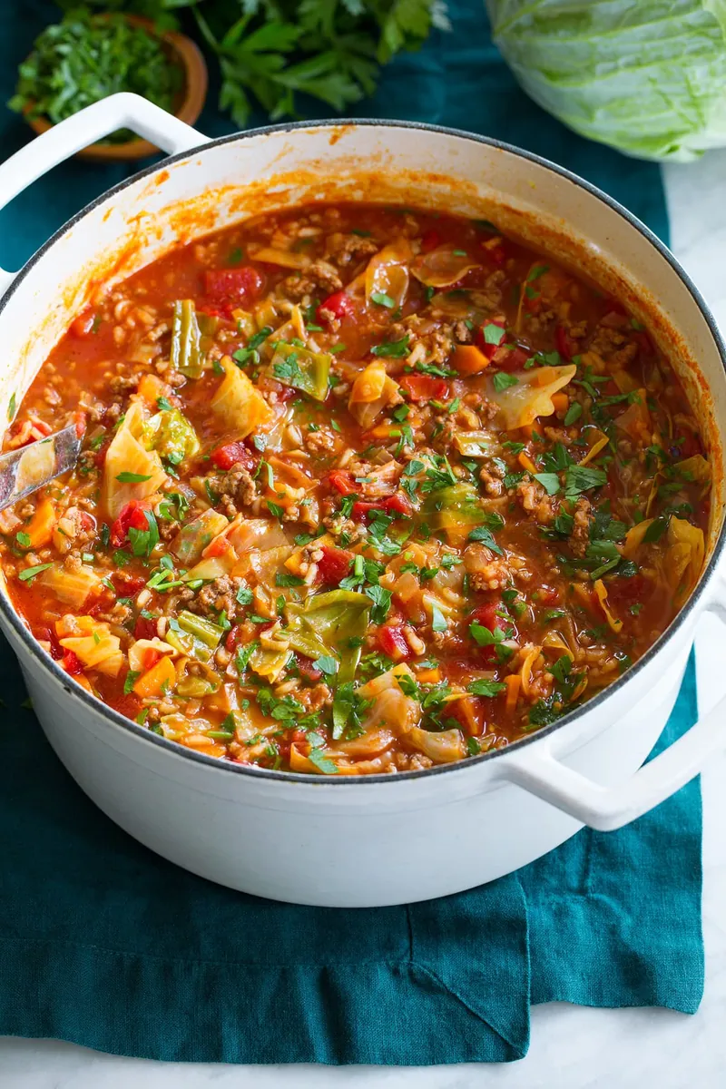 Cabbage Roll Soup with ground beef