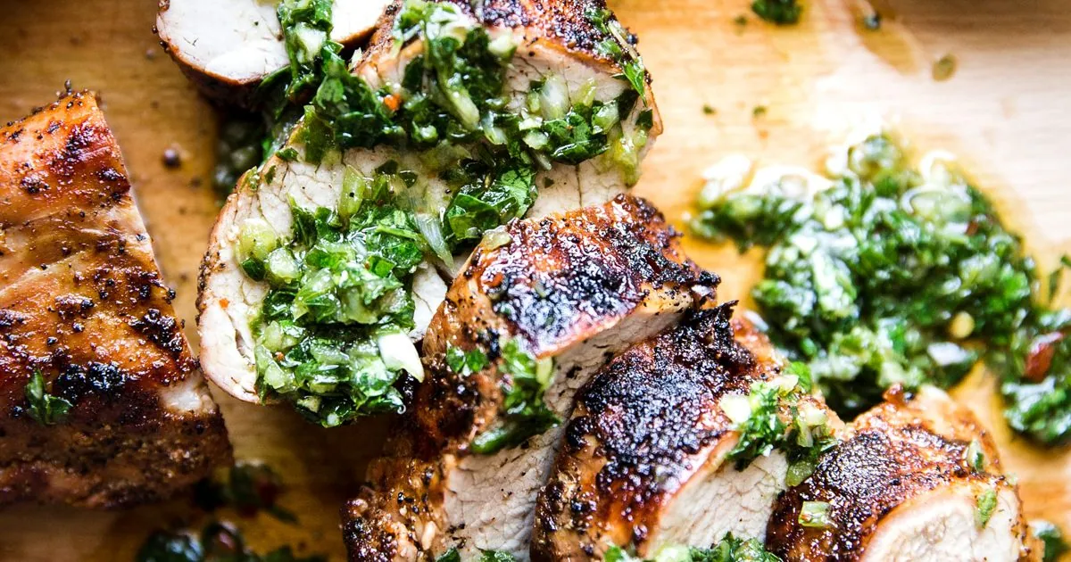 Grilled Pork Tenderloin with alfredo