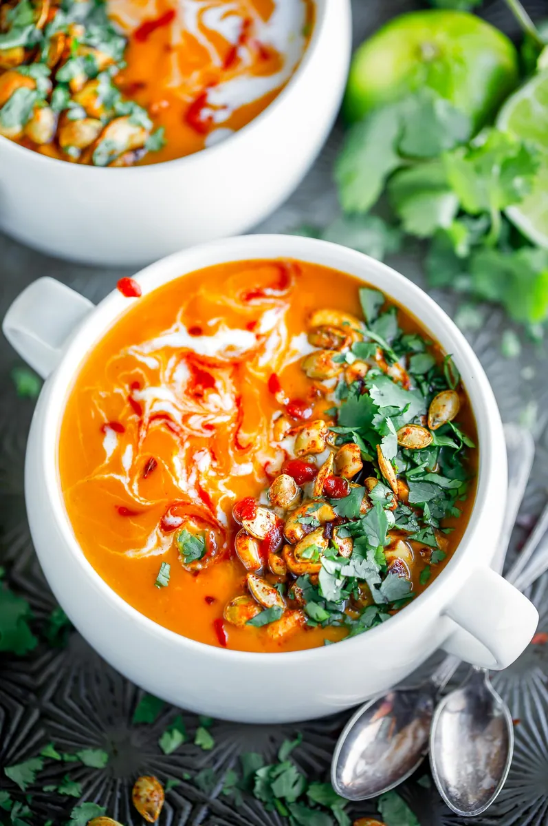 Thai Butternut Squash Soup with winter squash (butternut