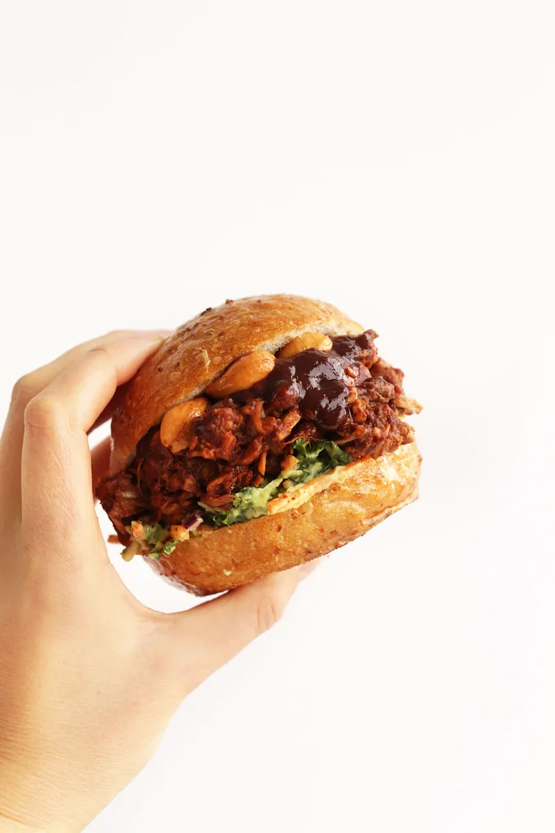 BBQ Jackfruit Avocado Slaw Sandwiches