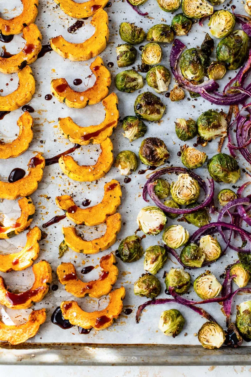 Roasted Squash and Brussels Sprouts