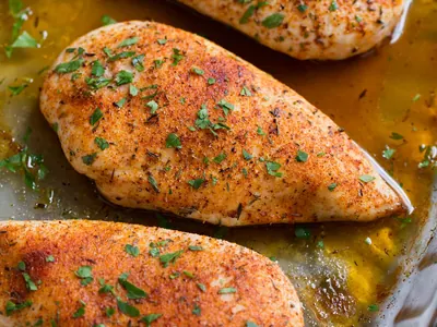 Baked Chicken Breasts with fresh herbs (cilantro