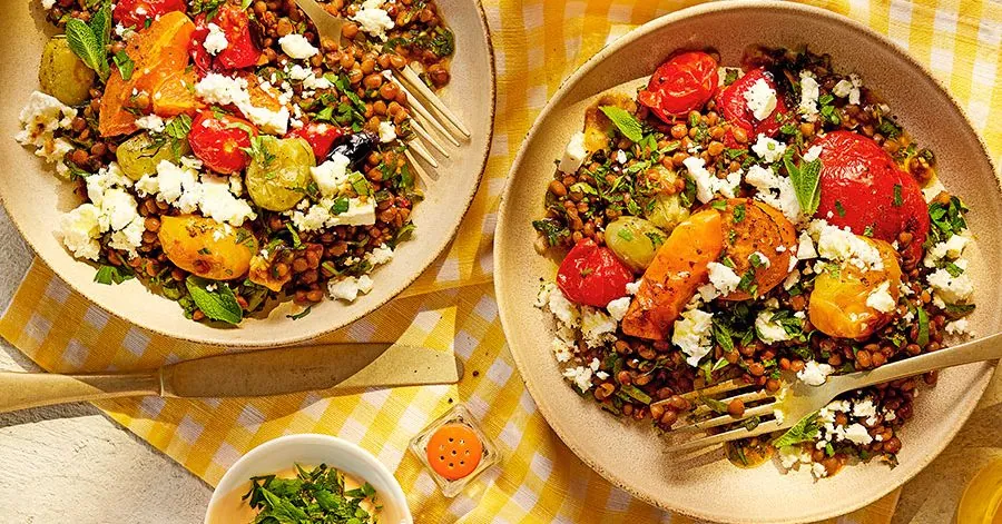 Roasted Tomatoes with Spiced Lentils