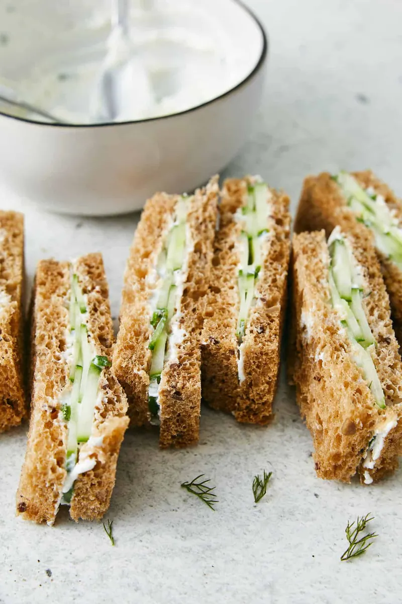 Cucumber Sandwiches with sour cream