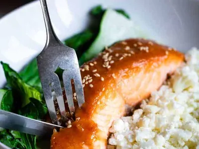 Miso Glazed Salmon with fresh ginger
