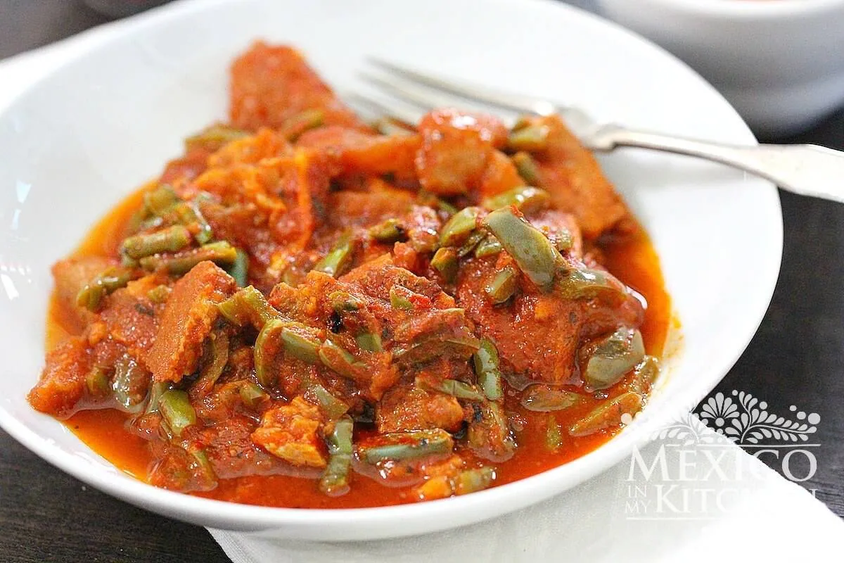 Chicharrones in Guajillo Salsa