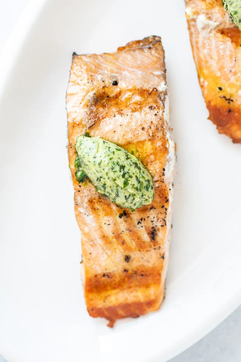 Grilled Salmon Basil Butter