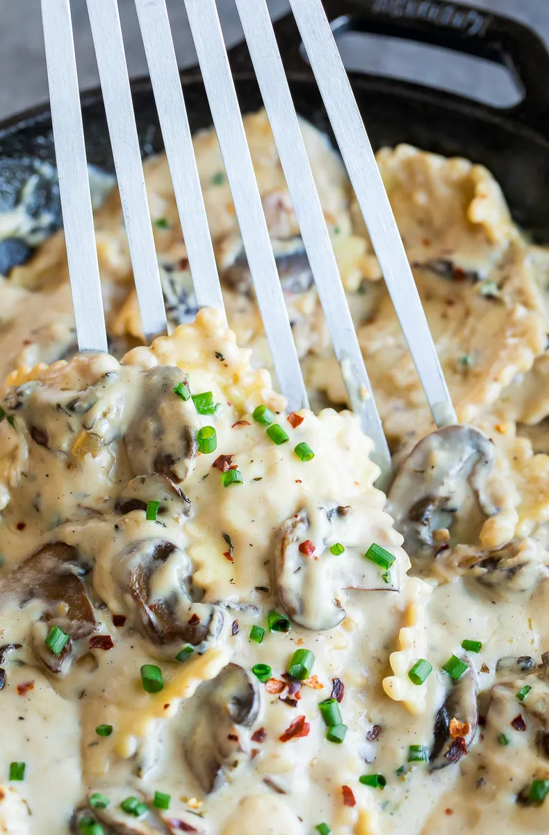 Mushroom Ravioli Alfredo