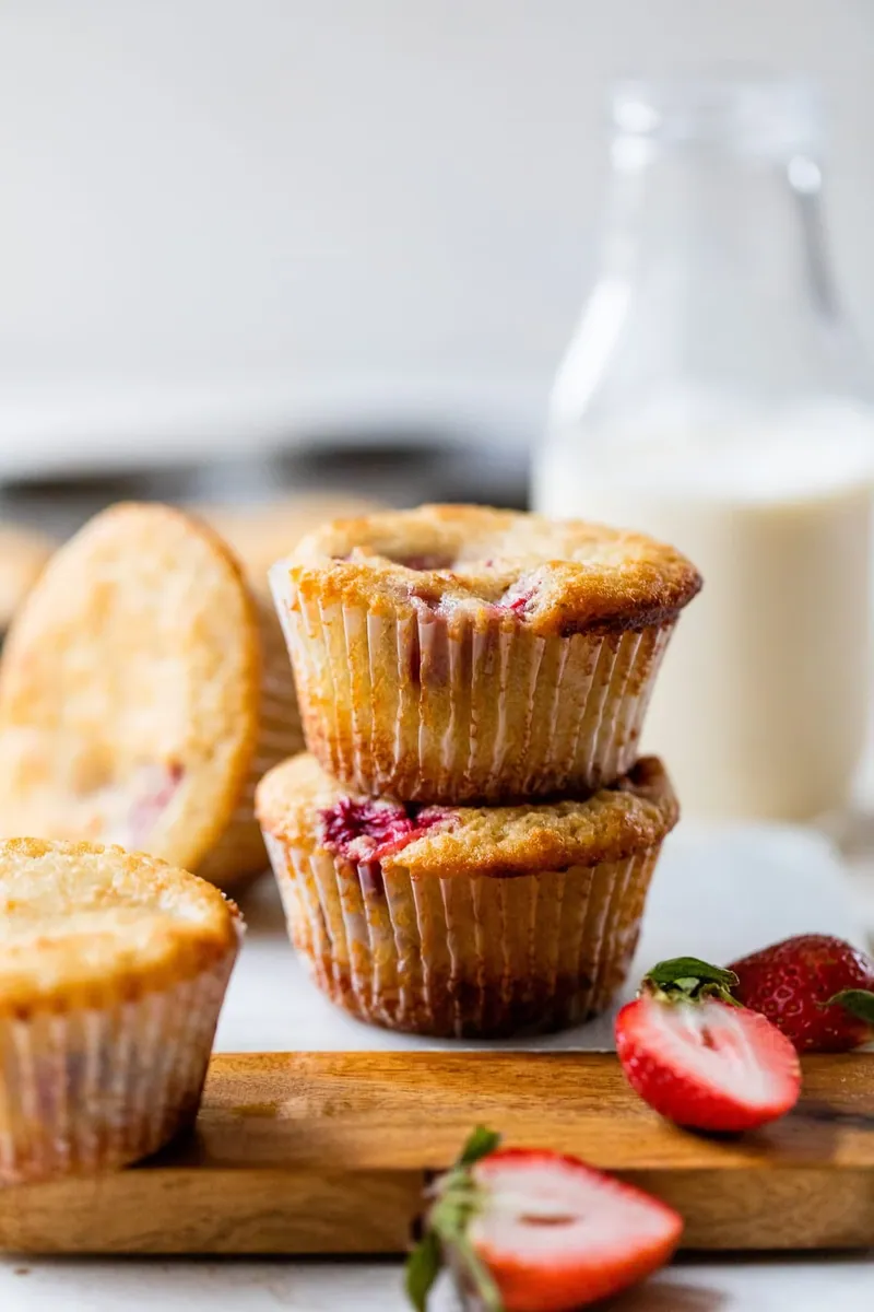 Roasted Strawberry Almond Muffins