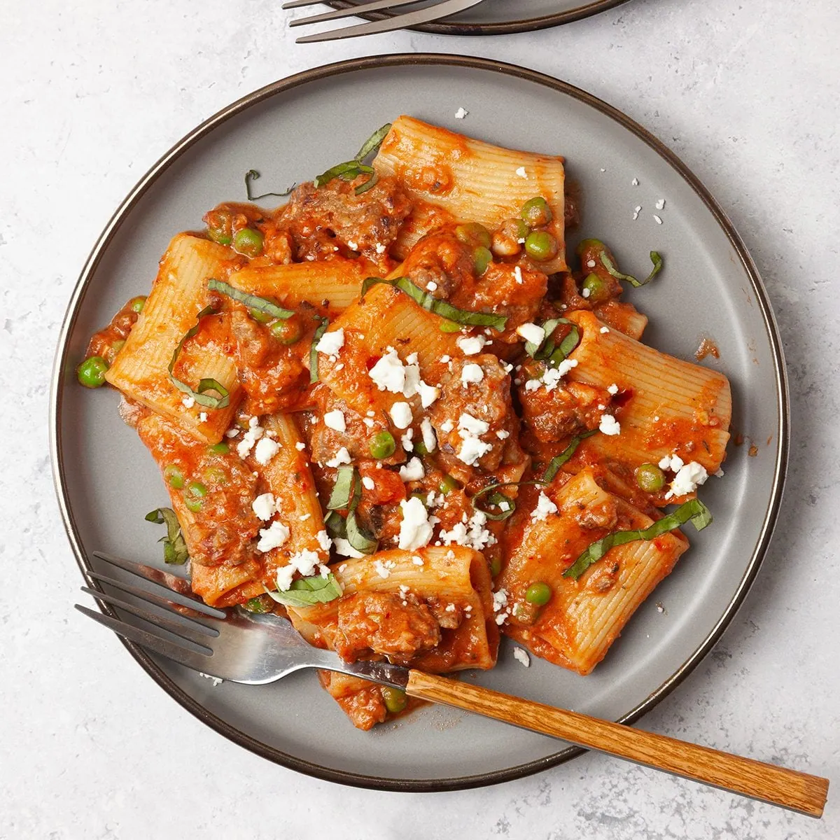 Pasta with Sausage and Peas