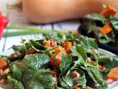 Butternut Kale Pomegranate Salad