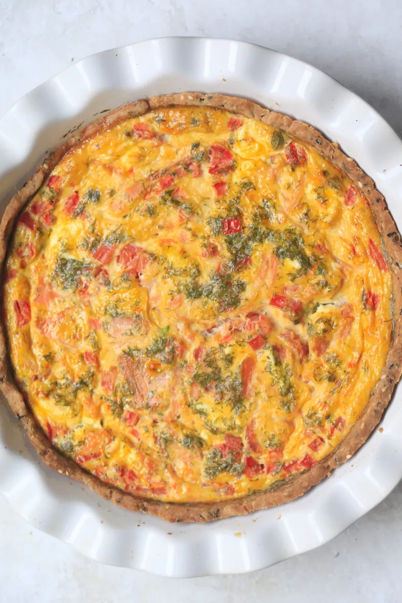 Smoked Salmon Quiche with eggs
