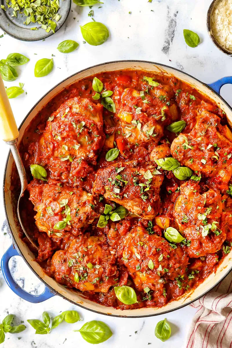 Chicken Cacciatore with canned tomatoes