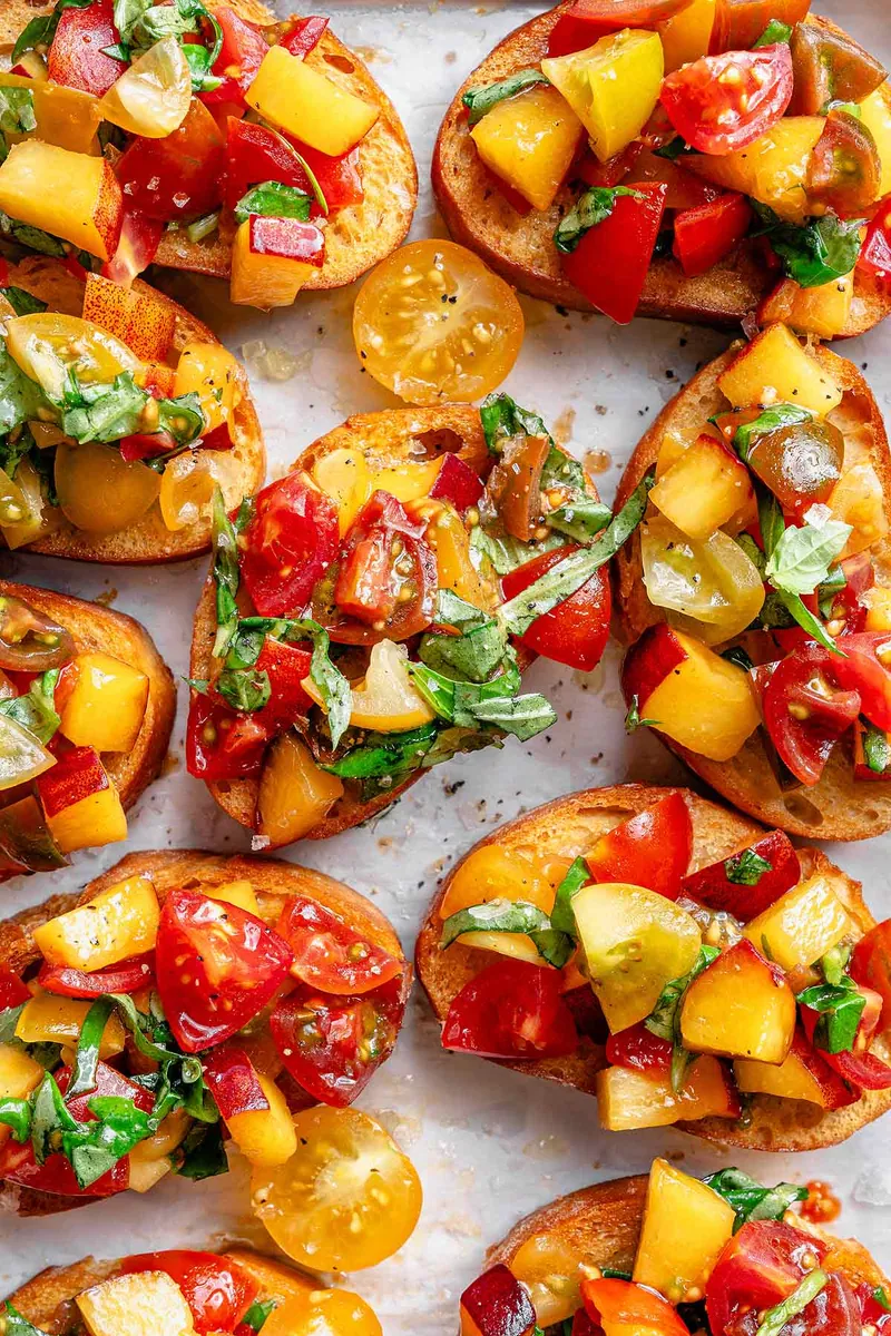 Peach Tomato Bruschetta