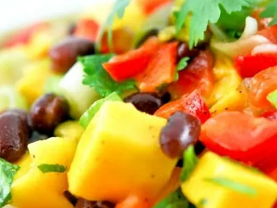 Mango Black Bean Salad with pineapple and mango
