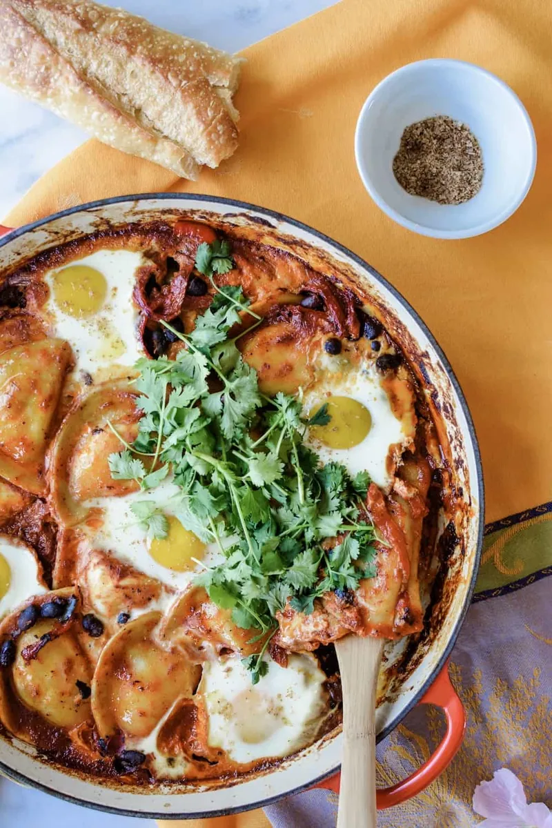 Mexican Baked Eggs with Pierogies