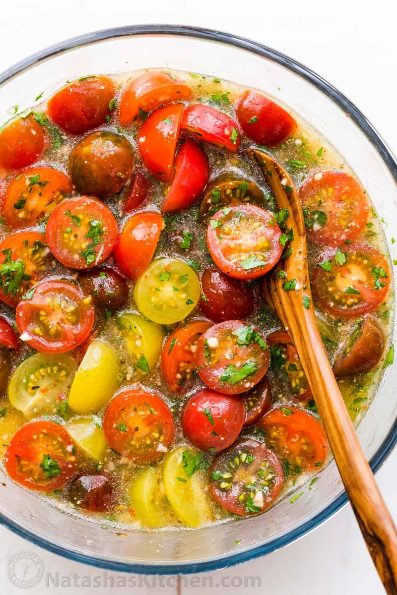 Marinated Cherry Tomatoes with garlic