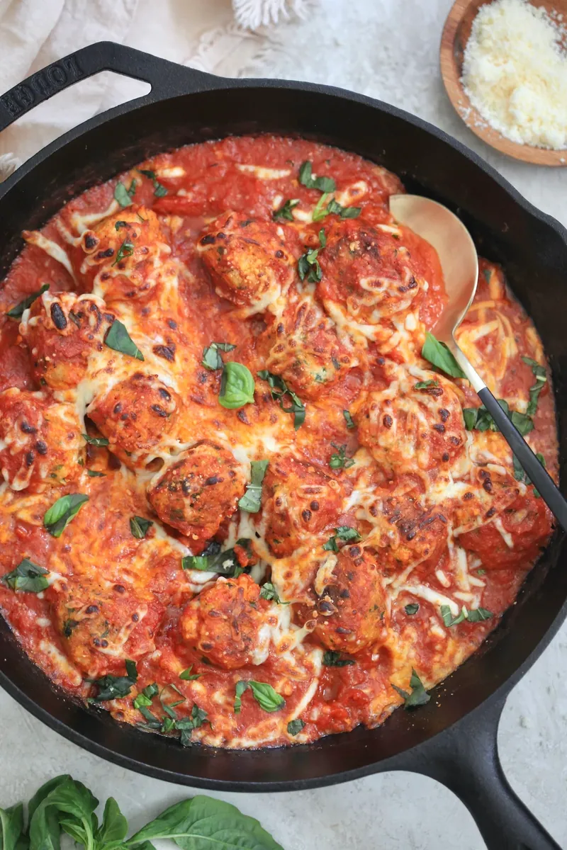 Chicken Parmesan Meatballs with mozzarella