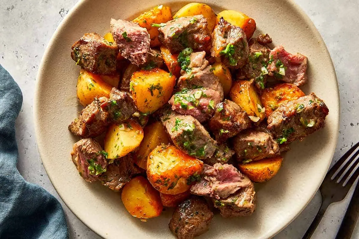 Air Fryer Steak Bites and Potatoes