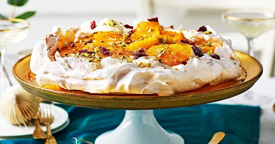 Orange Cranberry Pistachio Pavlova