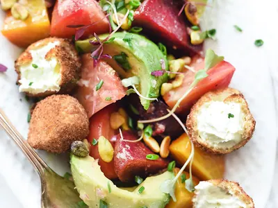 Beet Avocado Goat Cheese Salad