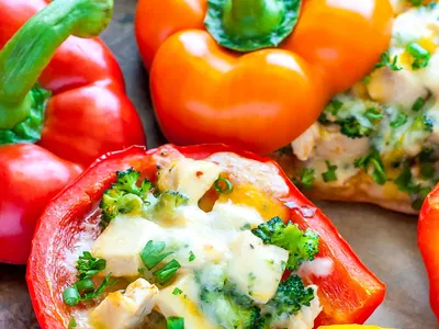 Chicken Broccoli Stuffed Peppers